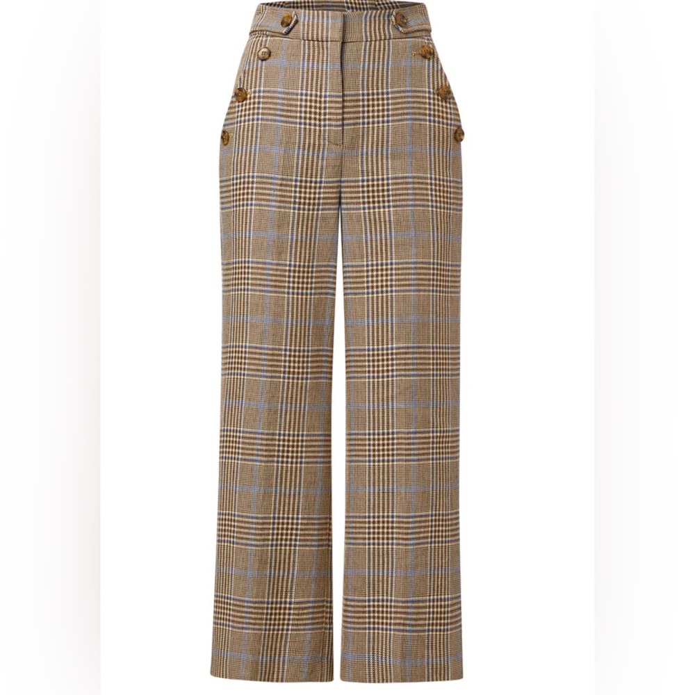 Veronica Beard Brown Plaid Cropped Pants Sz 4
